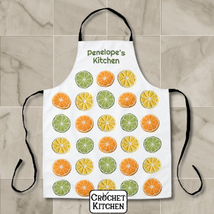 Moderne Minimal Fresh Crochet Citrus Slices Naam Schort