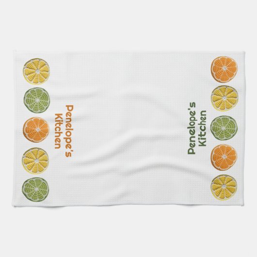 Moderne Minimal Fresh Crochet Citrus Slices Naam Theedoek (Horizontaal)
