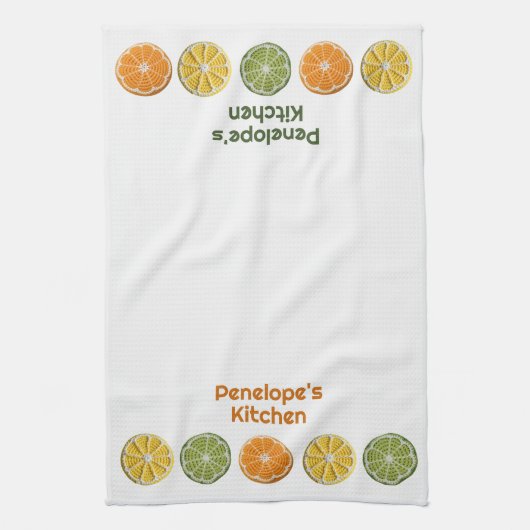 Moderne Minimal Fresh Crochet Citrus Slices Naam Theedoek (Verticaal)