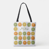 Moderne Minimal Fresh Crochet Citrus Slices Naam Tote Bag (Achterkant)