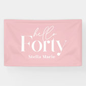 Moderne minimal girly roze 40e verjaardag decor spandoek (Horizontaal)