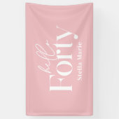 Moderne minimal girly roze 40e verjaardag decor spandoek (Verticaal)