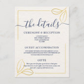 Moderne Minimal Gold leaf en Blauwe typografie Informatiekaartje (Voorkant)