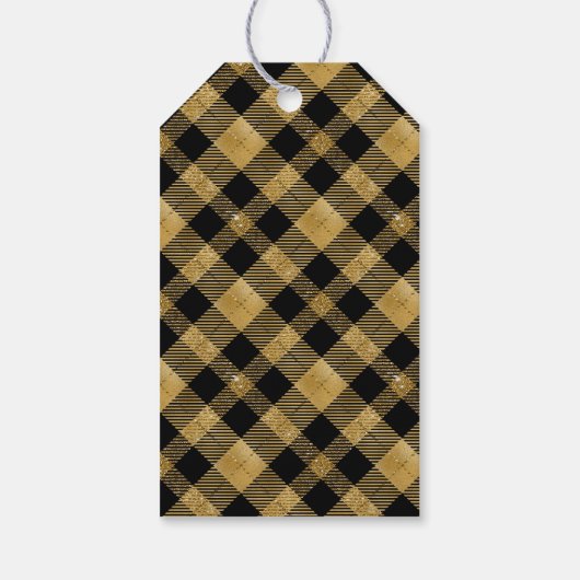 Moderne Minimal Gold Plaid Kerstfoto Cadeaulabel (Achterkant)