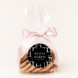 Moderne minimal grafische zwarte & witte feest fav ronde sticker