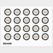 Moderne minimal grafische zwarte & witte feestdeco ronde sticker (Vel)