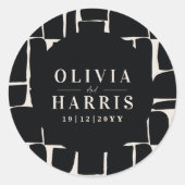 Moderne minimal grafische zwarte & witte gunst fee ronde sticker (Voorkant)