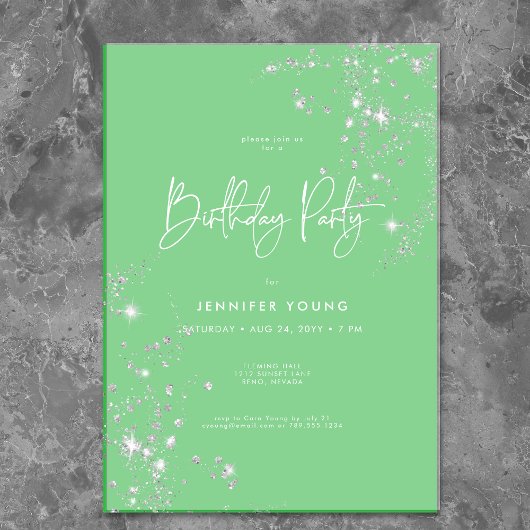 Moderne Minimal Green Diamonds Verjaardag Achtergr Kaart