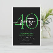 Moderne Minimal Green Forty Script Verjaardag Kaart (Staand voorkant)