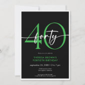 Moderne Minimal Green Forty Script Verjaardag QR Kaart (Voorkant)