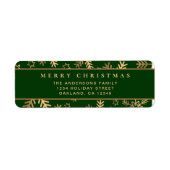 Moderne Minimal Green Gold Christmas Sneeuwvlokken Etiket (Voorkant)