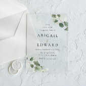 Moderne Minimal Green Leaf Engagement Party Acryl Uitnodigingen