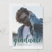 Moderne Minimal Green Photo Graduation Party Kaart (Voorkant)