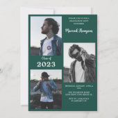 Moderne Minimal Green Photo Graduation Party Kaart (Achterkant)