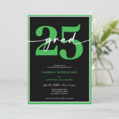 Moderne Minimal Green Script Graduation Party Kaart (Staand voorkant)