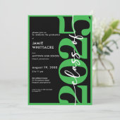 Moderne Minimal Green Typography Graduation Party Kaart (Staand voorkant)