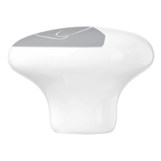 Moderne Minimal Grey Bunny Keramische Pull Knop (Zijkant)