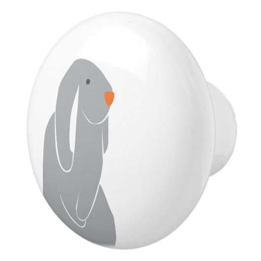 Moderne Minimal Grey Bunny Keramische Pull Knop (Rechts)