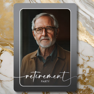 Moderne Minimal Grey Foto Retirement Party Folie Uitnodiging