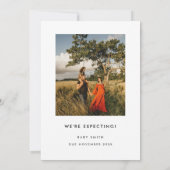 Moderne Minimal 'Guess What' 2 Fotozwangerschap Aankondiging (Achterkant)