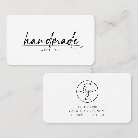 Moderne Minimal handgemaakt met Love Script Logo Visitekaartje (Voorkant / Achterkant)