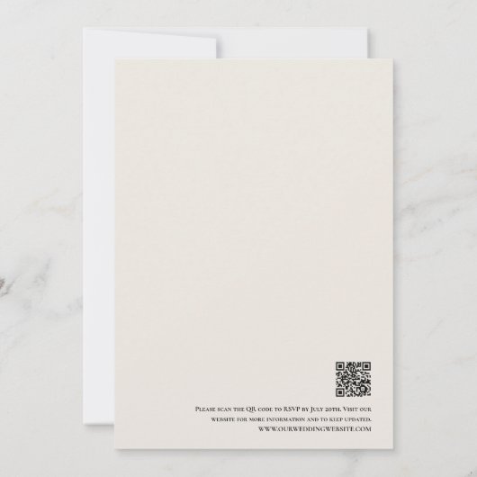 Moderne Minimal Hedendaagse Foto QR code bruiloft Kaart (Achterkant)