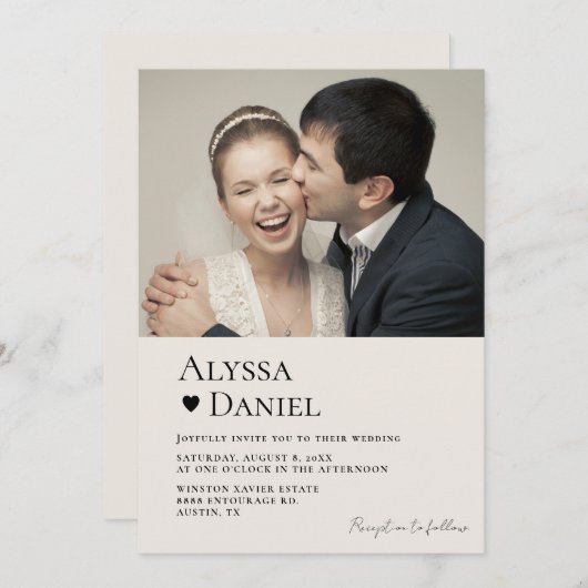 Moderne Minimal Hedendaagse Foto QR code bruiloft Kaart (Voorkant / Achterkant)