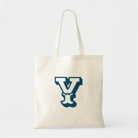 Moderne minimal initiaal letter in marineblauw cad tote bag (Voorkant)
