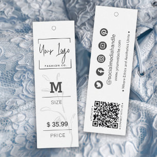 Moderne minimal leaf sociale QR kledingstuk prijs  Contactkaartje