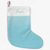Moderne Minimal Light Pastel Blue Snowy Kleine Kerstsok (Voorkant)