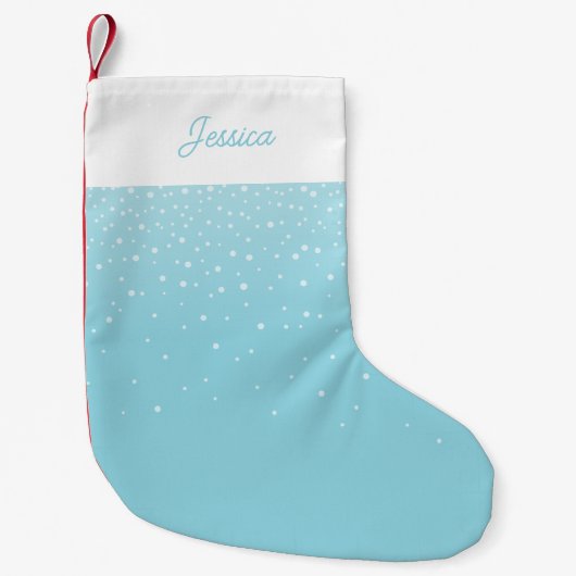 Moderne Minimal Light Pastel Blue Snowy Kleine Kerstsok (Voorkant)
