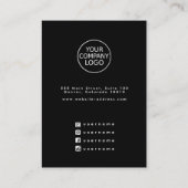 Moderne Minimal Logo Black Earring Display Kaart Visitekaartje (Achterkant)
