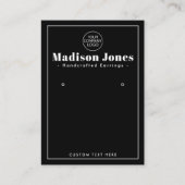 Moderne Minimal Logo Black Earring Display Kaart Visitekaartje (Voorkant)