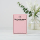 Moderne Minimal Logo Pink Stud Earring Display Kaa Visitekaartje (Staand voorkant)