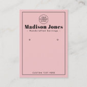 Moderne Minimal Logo Pink Stud Earring Display Kaa Visitekaartje (Voorkant)