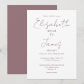Moderne Minimal Mauve Elegant Script Wedding Kaart (Voorkant / Achterkant)