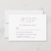 Moderne Minimal Mauve Script Bruiloft RSVP Kaartje (Voorkant)