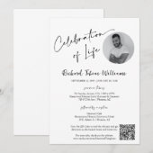 Moderne Minimal Memorial begrafenis foto QR-code Kaart (Voorkant / Achterkant)