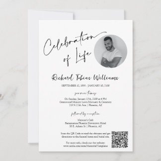 Moderne Minimal Memorial begrafenis foto QR-code Kaart