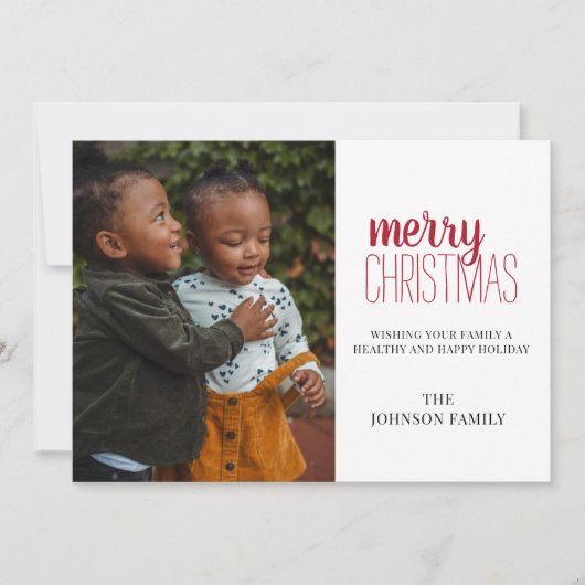 Moderne Minimal Merry Christmas Family-fotokaart Feestdagenkaart (Voorkant)