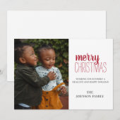 Moderne Minimal Merry Christmas Family-fotokaart Feestdagenkaart (Voorkant / Achterkant)