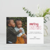 Moderne Minimal Merry Christmas Family-fotokaart Feestdagenkaart (Staand voorkant)