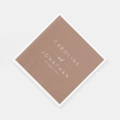 Moderne Minimal Mocha Brown Script Custom Wedding Servet (Hoek)