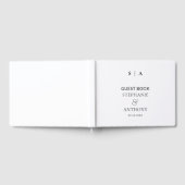 Moderne Minimal Monogram Witte Folie bruiloft Gastenboek (Volledig)