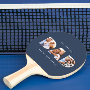 Moderne minimal Multi foto vader marineblauw Tafeltennisbatje