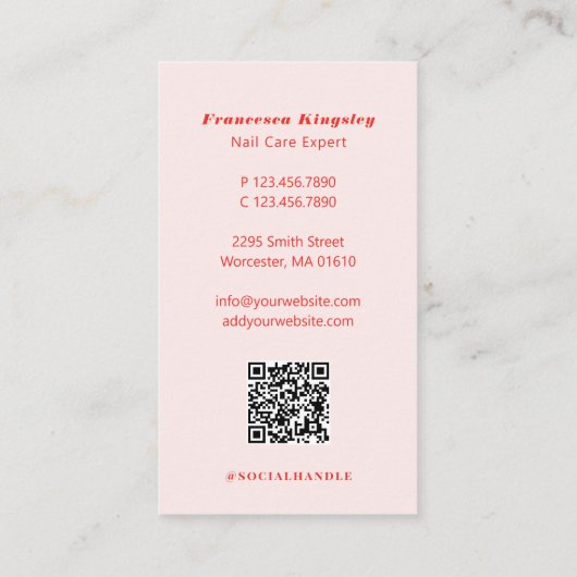 Moderne Minimal Nail Beauty Salon Bedrijfsfoto Visitekaartje (Achterkant)