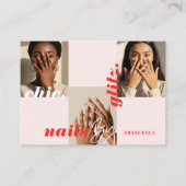 Moderne Minimal Nail Salon Zakelijke Fotocollage Visitekaartje (Voorkant)