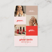 Moderne Minimal Nail Salon Zakelijke Fotocollage Visitekaartje (Voorkant)