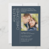 Moderne Minimal Navy Blue Engagement Party Foto Kaart (Voorkant)