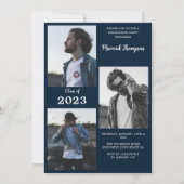 Moderne Minimal Navy Blue Photo Graduation Party Kaart (Achterkant)